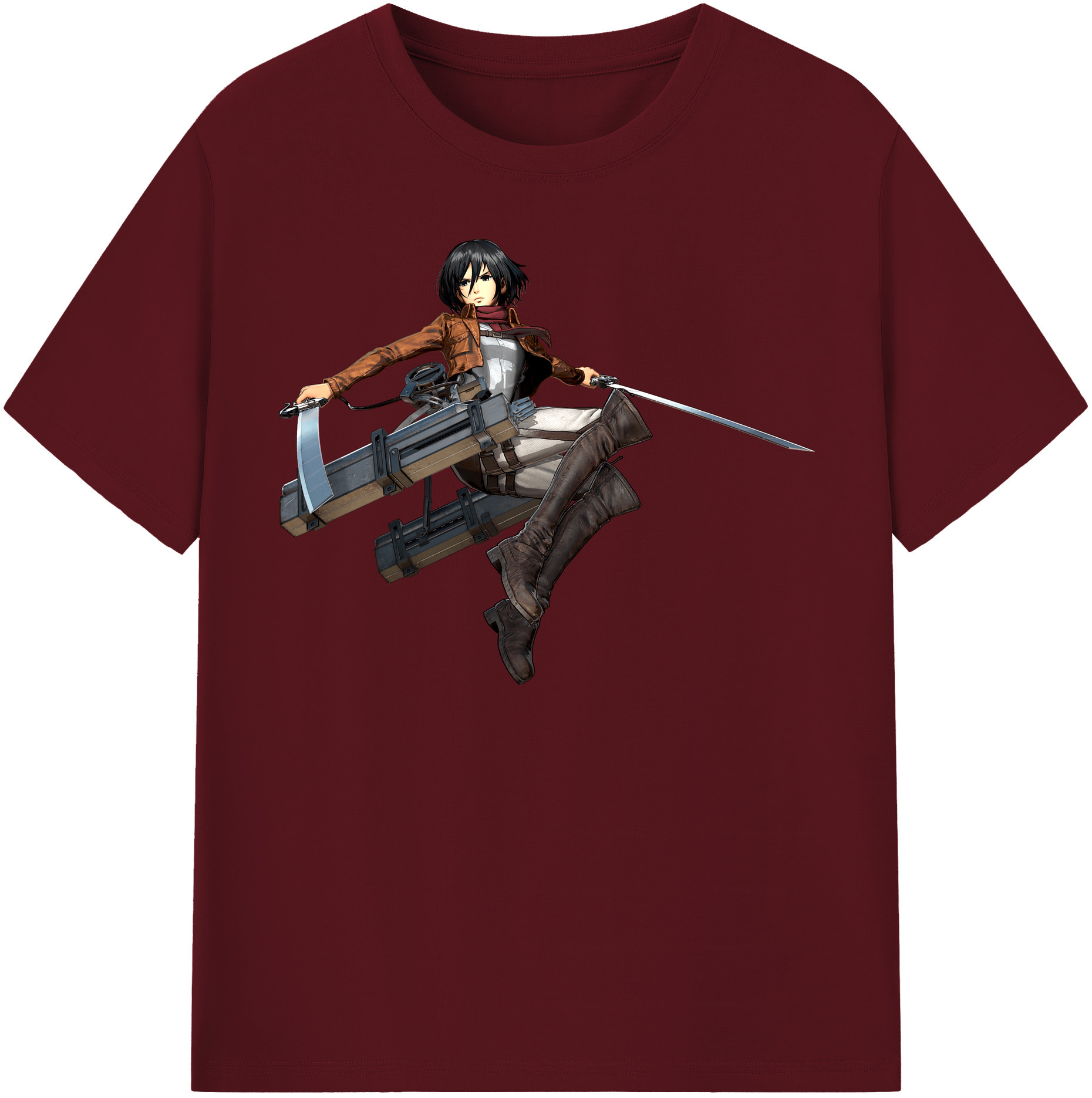（画像用） 進撃の巨人 ミカサ·アッカーマン Attack on Titan Mikasa Ackerman 綿100％半袖Tシャツ（フロントプリント）